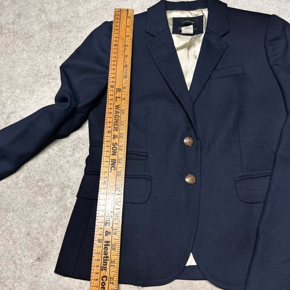 J. Crew Classic Schoolboy Navy Wool Women’s Blazer Size 0 Gold Button Up - Picture 5 of 6